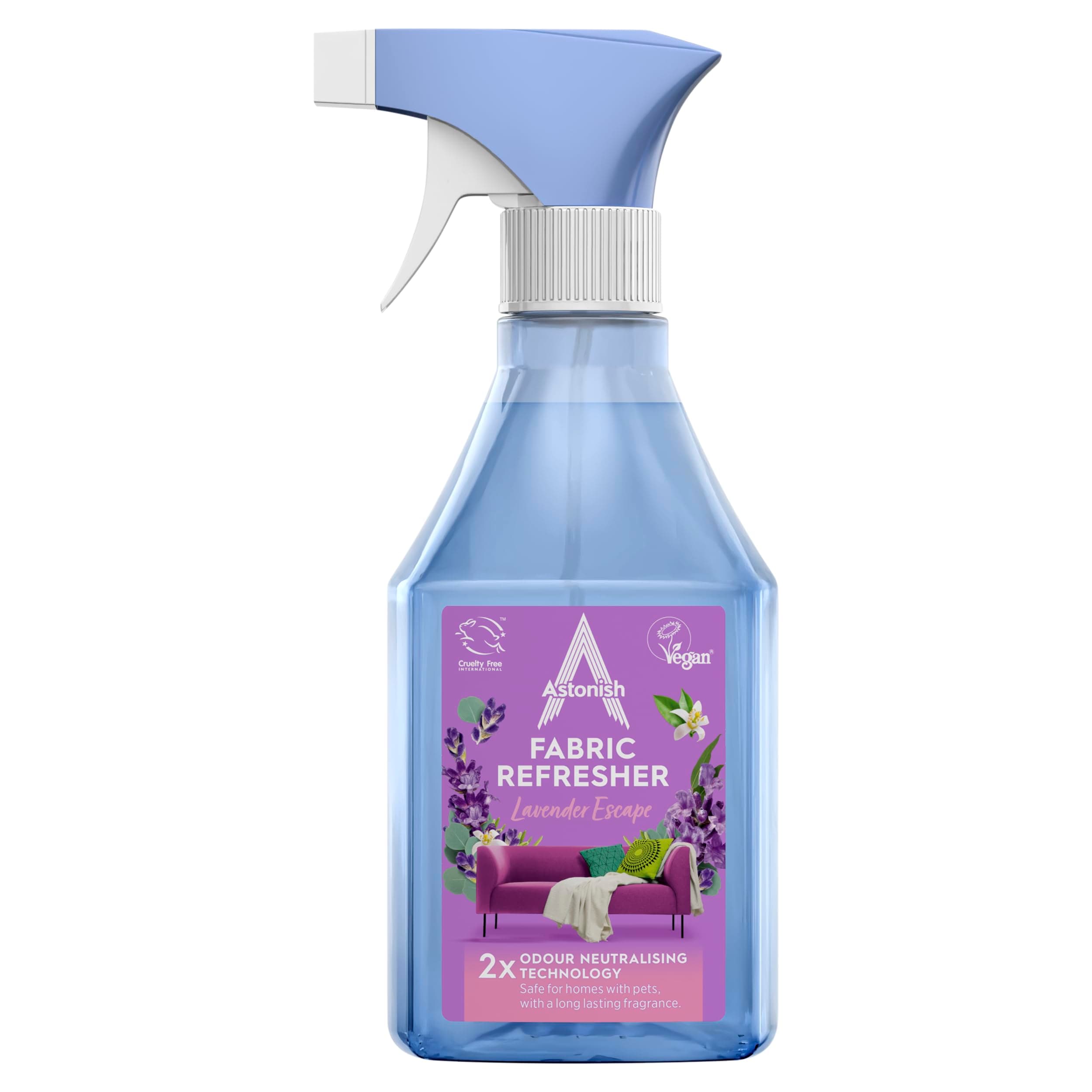 Astonish Fabric Refresher Lavender Escape 550ml – Vegan, Pet-Safe, Long-Lasting Fragrance for Upholstery, Curtains, Cushions & Carpets – Neutralises Odours & Revives Fabrics