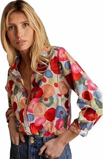 Gufrina Shirt for Women Stylish Western |Shirt Type Top| Multicolor Bold Floral| Button-Down Western Top| Relaxed Fit Casual Shirt