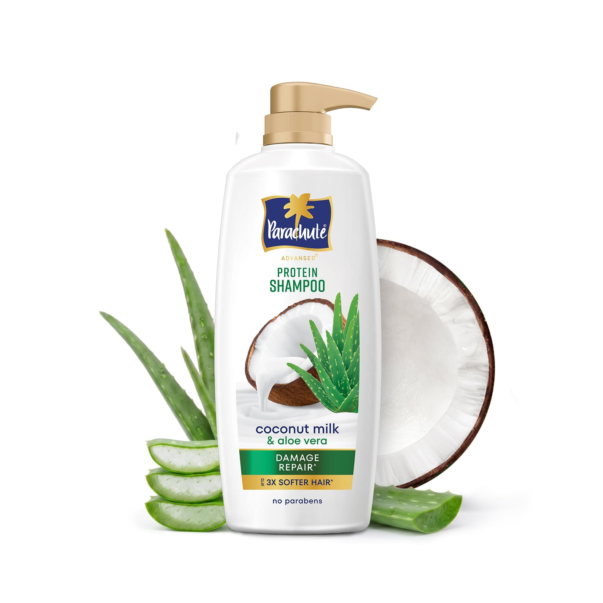 Parachute Advansed Protein Shampoo | with Coconut Milk and Aloe Vera | For up to 100% Damage Repair & up to 3X Softer Hair | Protein Lock Technology | Paraben-Free | For Men & Women | 650ml