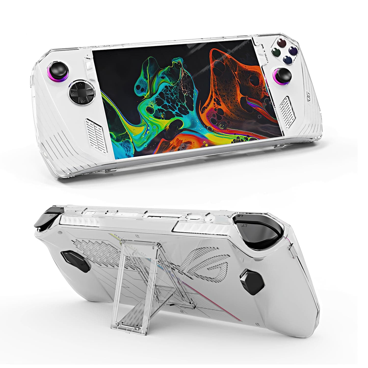 CoolShef Case for Rog Ally – Durable PC Transparent Anti-Scratch Cover with Folding Kickstand, Compatible with ASUS ROG Ally (Not Included Rog Ally)