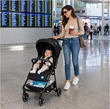 Mee Mee Easy Go Baby Stroller for 0–3 Years | Lightweight Foldable Pram | One-Hand Fold & Portable Travel-Friendly Stroller | Pre-Installed Baby Buggy for Newborn Boys & Girls – Black