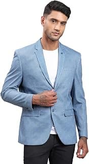 Turtle Men’s Cotton Blend Checkered Casual Blazer | Tailored Fit | Light Blue Smart Casual Blazer for Office, Party