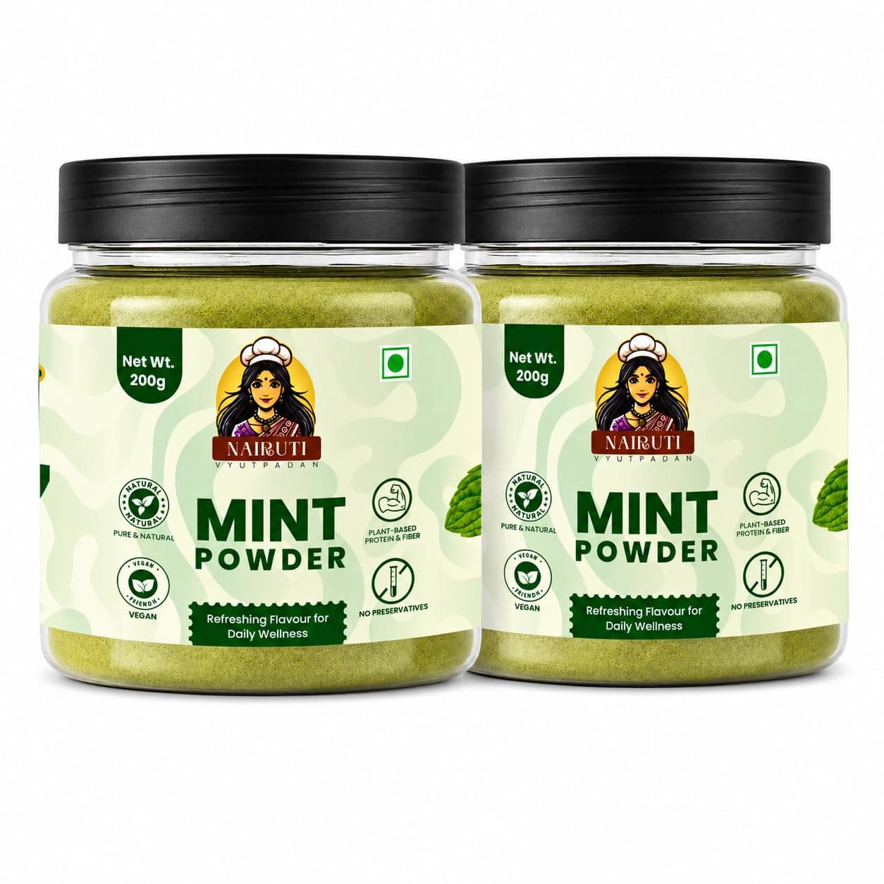 Nairuti Vyutpadan Pure Mint Powder 400g – Sun-Dried Pudina Seasoning for Buttermilk, Chaas, Jaljeera & Cooking, 100% Natural with No Added Salt or Fillers
