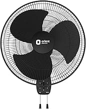Orient Electric Wall 97 | High Speed Wall Fan for Home | 100% Copper Motor | 90 Degree Oscillation with Tilt Mechanism | 3 Speed Pull Cord | Thermal Overload Protection | Military Grade Guard | Black