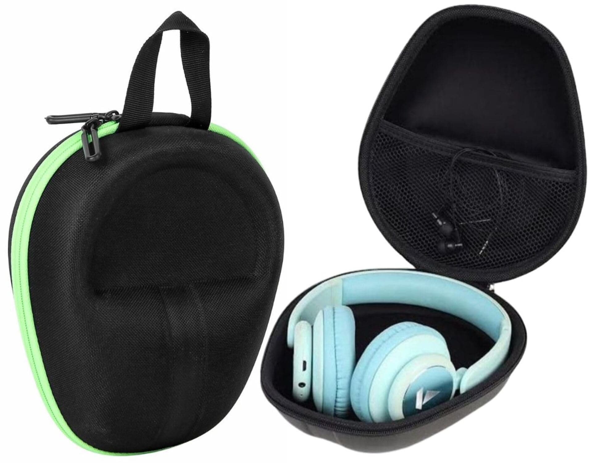GadgetBite Headphone Carrying EVA Case Earpads Storage Bag Headphone Pouch Portable Anti-Pressure Compatible with Boat 550/Sony WH C510/Flix X1/Sony CH710n/Hyperx Cloud Cases (Black Green)