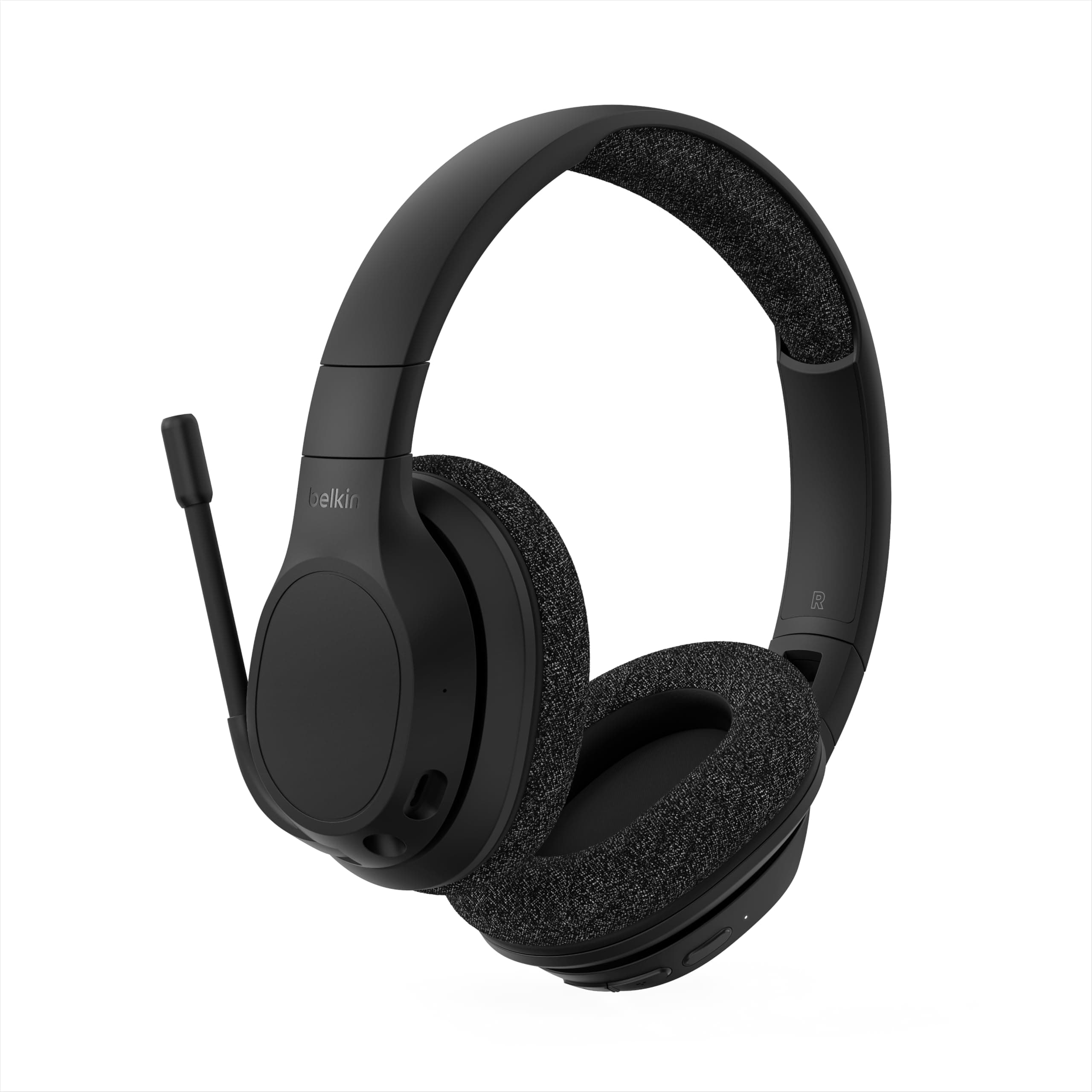 Belkin Soundform Adapt Wireless Over Ear Headset, Headphones for Work, Play, Gaming, & Travel W/Built-in Boom Microphone, 45H Battery Life - Compatible with iPhone, Ipad, Galaxy, and More - Black