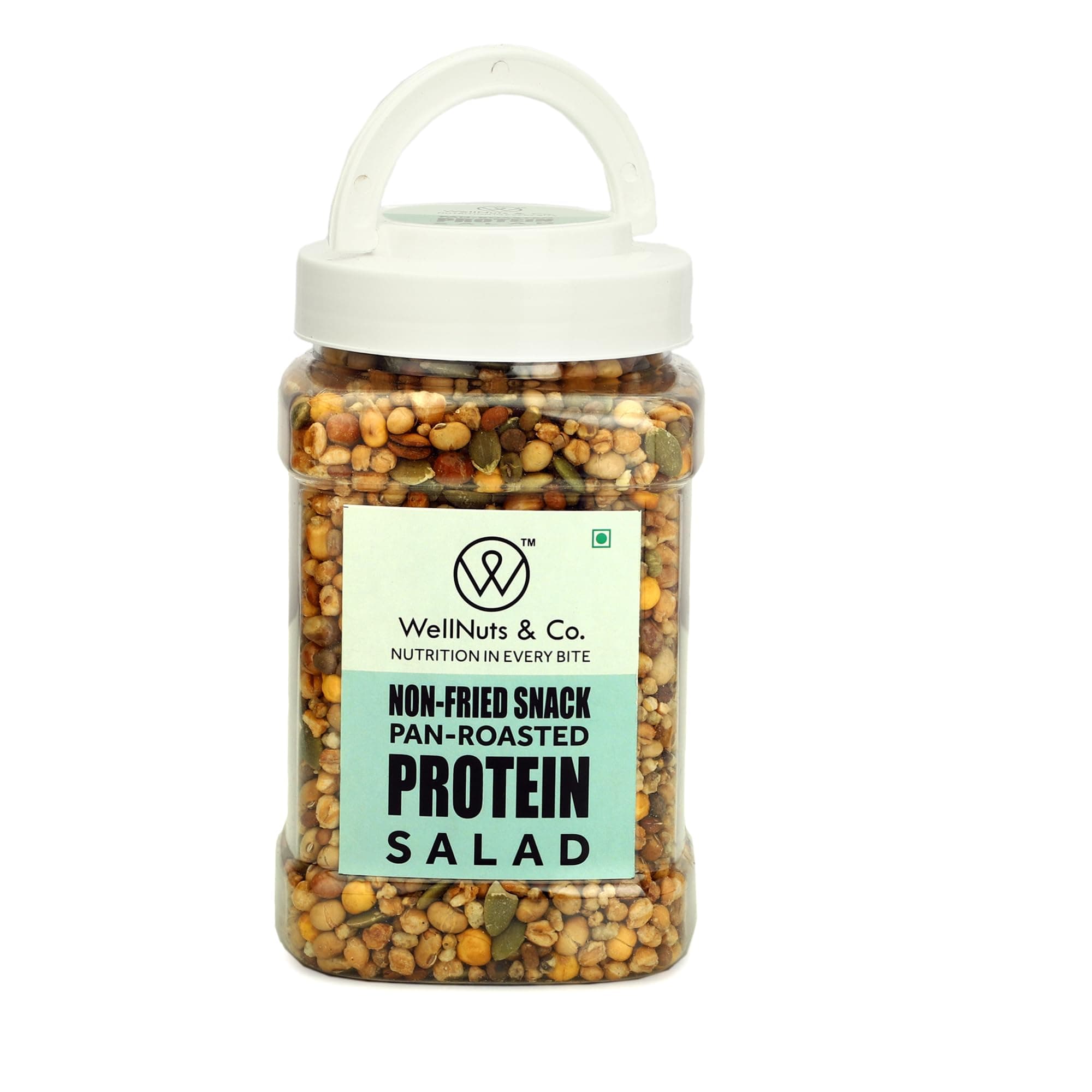 WellNuts & Co. Pan-Roasted Protein Salad Mix (450g) | Non-Fried Healthy Snack | High Protein & Fiber Rich Diet Mix | Zero Cholesterol & Vegan