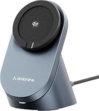 Ambrane 25W Qi2.2 Magsafe Wireless Charger with Stand & Heat Control Mechanism, Perfect for Table, Fast Charge 40% in Just 30 Mins Wirelessly for iPhone 12-17 All Models (AerosynQ 4, Grey)