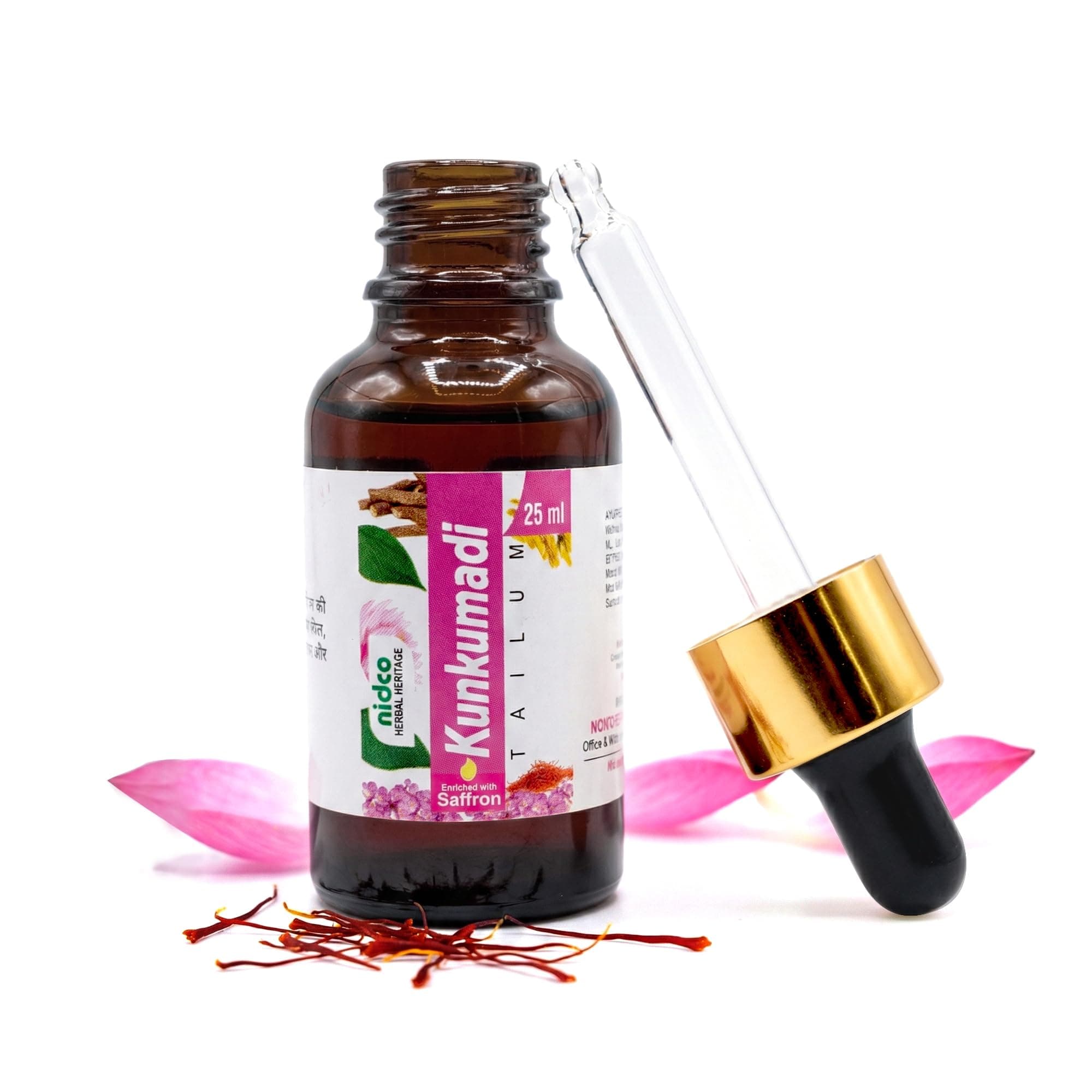 NIDCO Herbal Heritage Kumkumadi Face Oil for Glowing Skin | Kungumathi Tailam Helps Reduce Pigmentation, Wrinkles, Dark Spots | Ayurvedic Thailam for Men & Women - 25 ml (Pack of 1)
