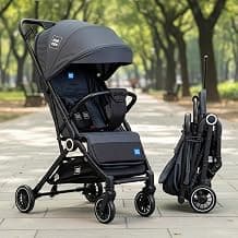 Mee Mee Baby Haven Lightweight Travel Stroller | Cabin-Approved Compact Fold Pram | 6.8 kg Ultra-Light with T-Mee Mee Baby Haven Lightweight Stroller for Travel | Cabin-Approved Compact Fold Pram | 6.8kg Ultra-Light with T-Handle Suitcase Glide | EN 1888 Certified, XXL Canopy & All-Wheel Suspension (Dark Grey)