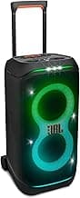 JBL Partybox 320, Portable Bluetooth 240W Party Speaker, AI Sound Boost, Futuristic Light Show, Multispeaker Connection by Auracast, Telescopic Handle & Wheels, Dual Guitar & Mic Inputs (Black)
