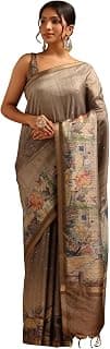 Soch Womens Tussar Botanical Saree With Zari Woven