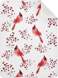 Ollabaky Cute Cardinal Birds Baby Blanket for Boys Girls Cotton Throw Blanket Swaddle Blanket for Crib Stroller Nursery Receiving Blanket Infant Toddler Unisex 30''x40''