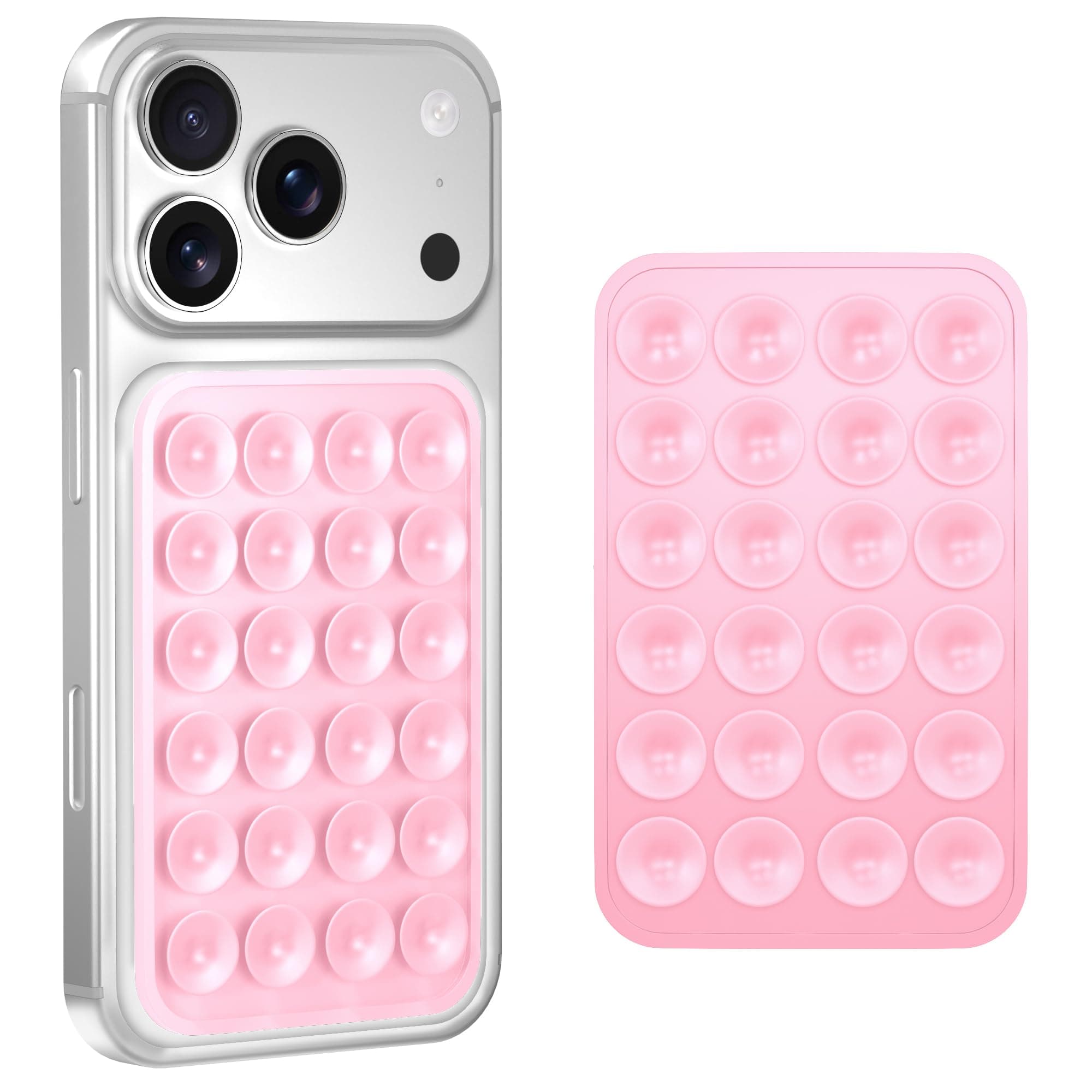 Sounce Suction Phone Case, Phone Suction Sticker, for Hands-Free Mobile Accessory Holder Grip, Video Phone Accessory Compatible Mirror, Shower (Pink)