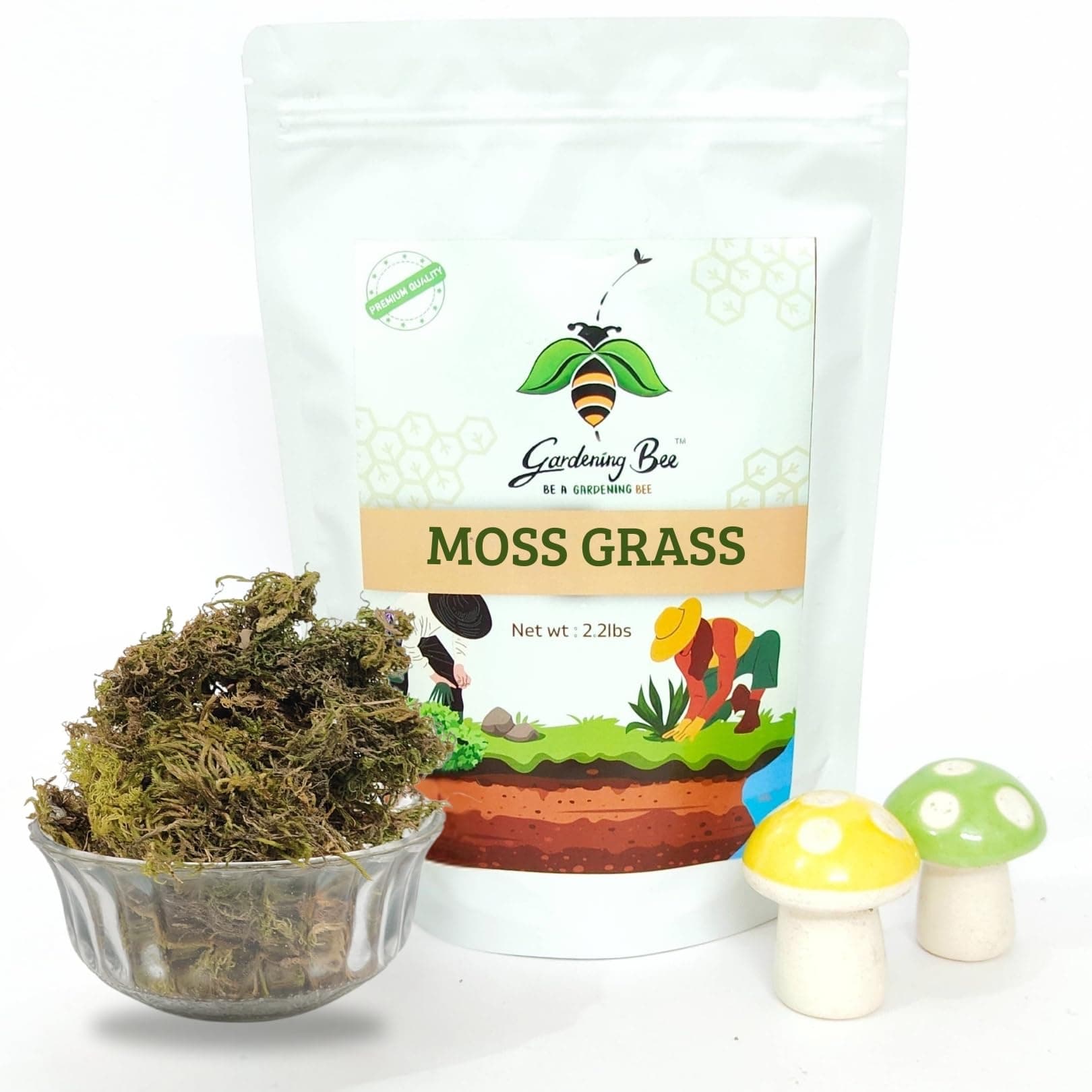 Gardening Bee Sphagnum Moss for Orchids (2 KG), Sphagnum Moss Grass for Orchid Plant Garden, Home, 100% Impurities & Dust Free, Pots, Air Layering Nice Green Appearance, Preserved for Pot (2 Kilogram)