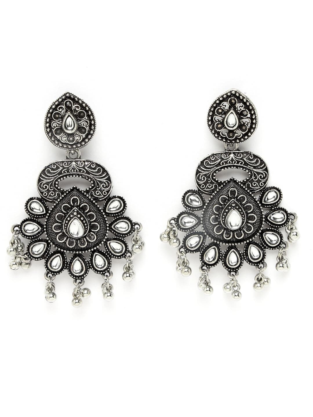ADIVA Gold-Plated Hand Painted Peral & Stone Studded Floral Shaped Jhumka Earrings Set for women, Traditional Stylish Jhumka for Girls Party, Wedding, Festive
