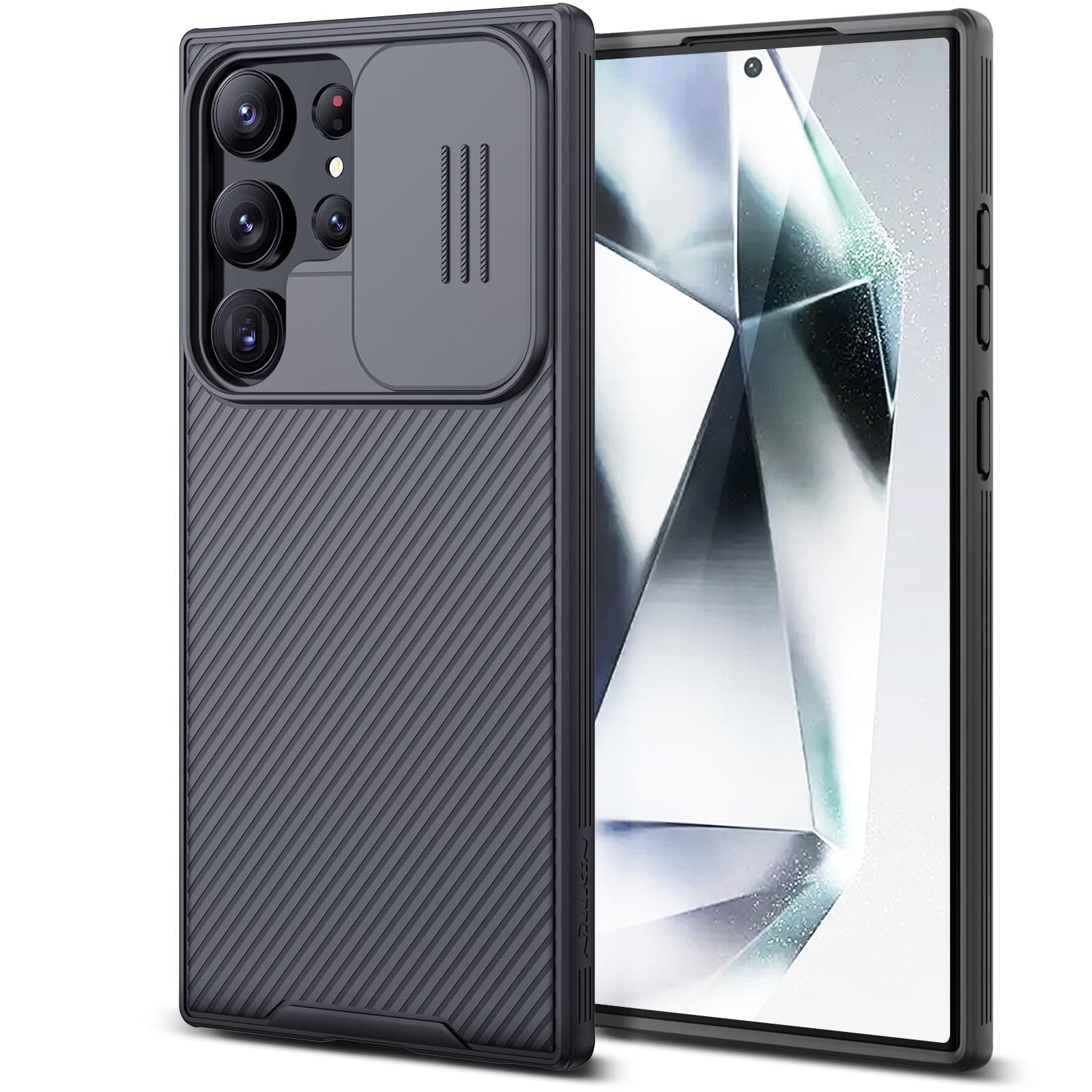 Nillkin Case for Samsung Galaxy S24 Ultra (6.8" Inch) CamShield Pro Slider Camera Close & Open Double Layered Protection TPU + PC Black Color