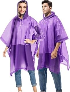 HACER HACER Eva Poncho Raincoat Transparent Hooded Waterproof Rain Jacket with Sleeves, Standard Length Free Size for Women's Men Camping Rainy Season Travel - Purple