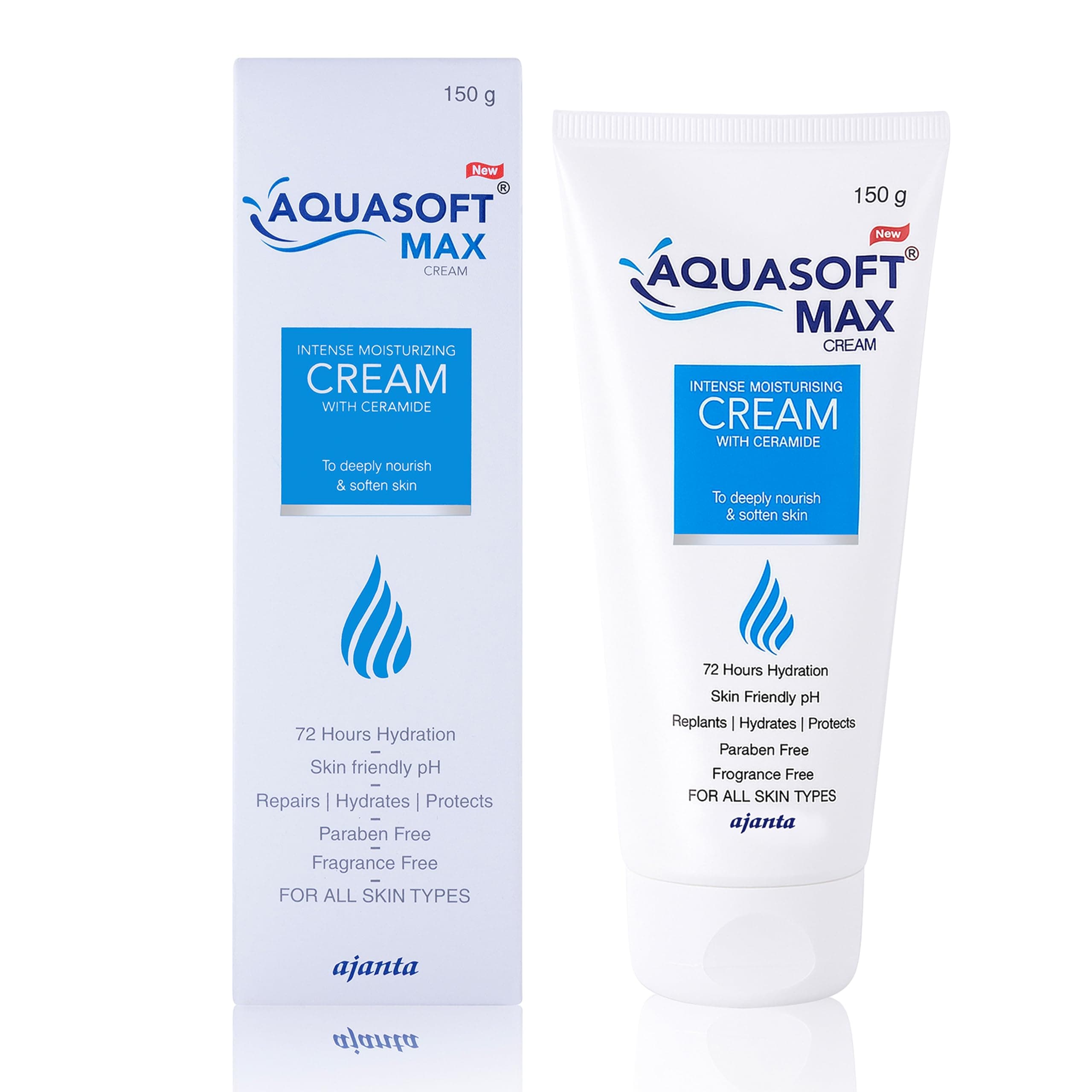 Aquasoft Max Cream 150gm with 6-Active Complex for intense hydration & barrier repair. Includes Niacinamide, Aloe Vera, Shea Butter & Vit E. Dermatologist-recommended for redness & chronic dry skin.