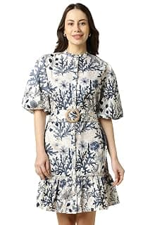 Allen Solly Women's Cotton Modern Mid-Thigh Length Dress