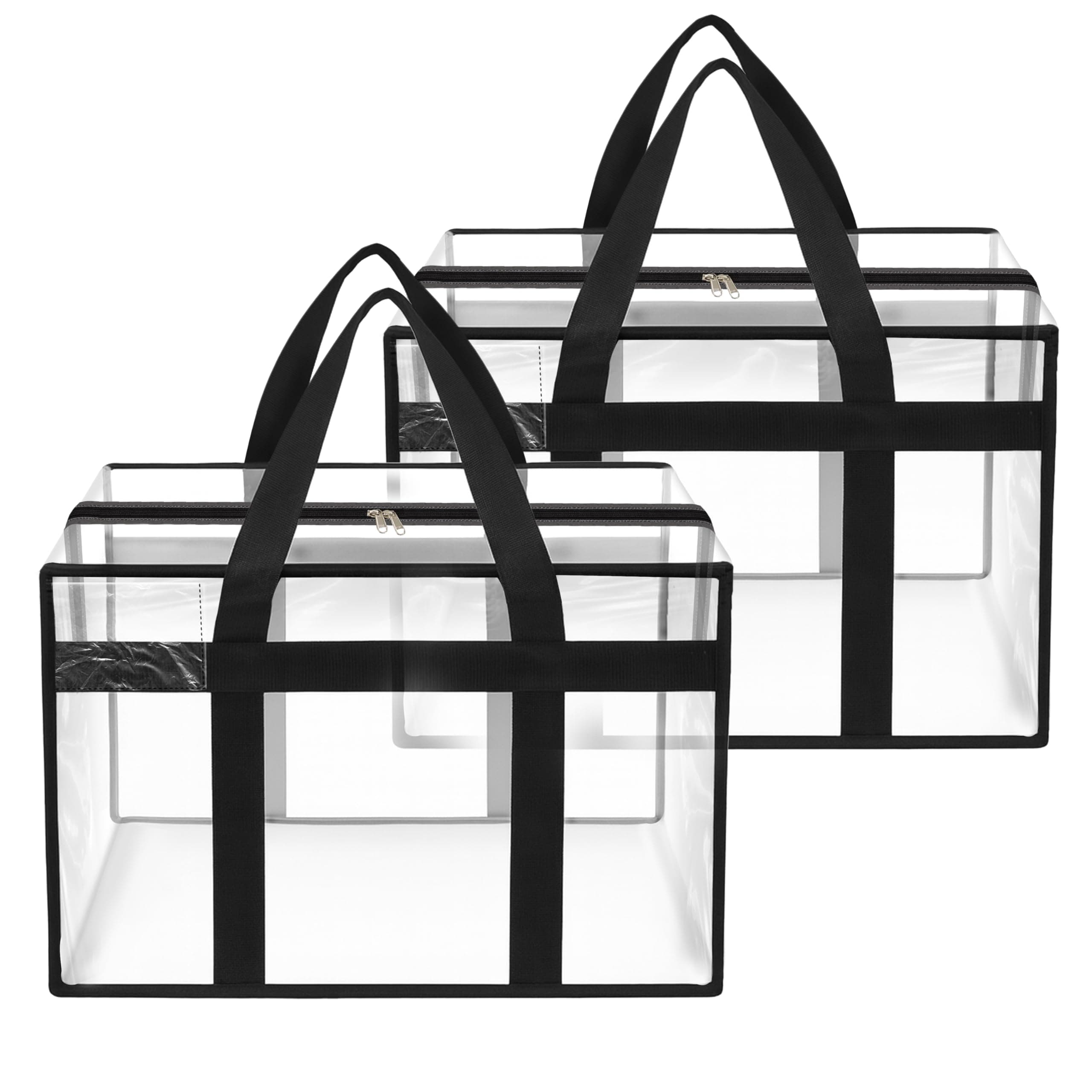 Storite 2 Pack 70 L Moisture Proof Transparent Underbed Storage Bag/Clothing Storage Organiser/Toy Storage/Blankets Storage Bag with Zipper and Strong Handle (Transparent,54x33x40 cm)