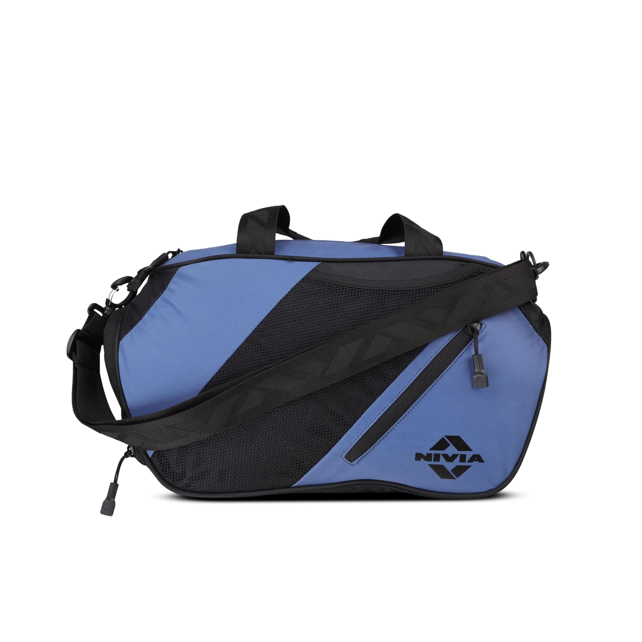 NIVIA Hit 2.0 Gym Bag for Men & Women Durable, 22L Travel Duffle Bag with Spacious Main Compartment, Separate Shoe Pocket, Water-Resistant Duffle Bag for Gym, Sports, Workout & Travel Organizer(Blue)
