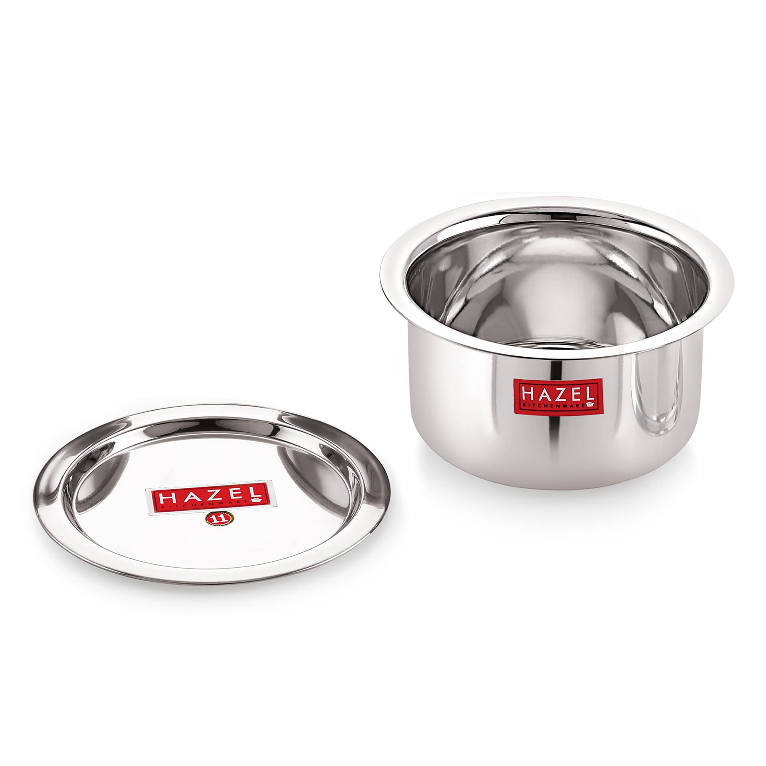 HAZEL Stainless Steel Tope Patila with Lid Round Bottom Boiling Vessels Bhagona Dekchi (1.5 Litre)