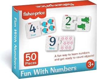 Fisher Price Fun with Numbers Puzzle - 50 Pieces Numbers Matching Puzzle for Kids Age 3 Years & Above - Learning and Development Puzzles - Fun & Learn with Colorful Puzzles