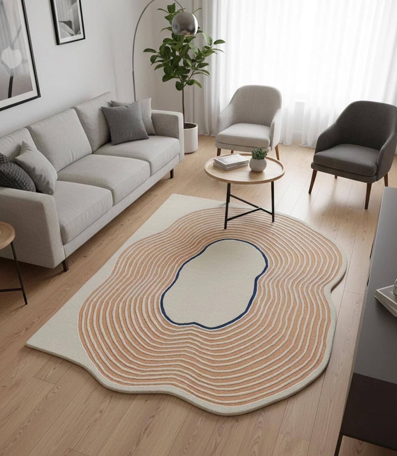 RUGMORA Hand Tufted Wool Rug 4x7 Ft – Modern Irregular Shape Aesthetic Carpet, 1 Inch Thick Pile, Anti-Skid Backing, Soft Handmade Woolen Area Rug for Living Room, Bedroom, Hall Decor