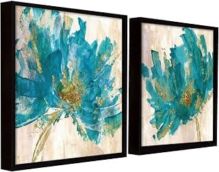 PAINTINGMANTRA Floral Canvas Painting for Wall With Frame, Blue Floral Painting for living room Size : 13x13 Inches