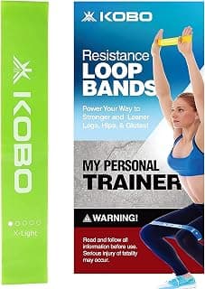Kobo Resistance Loop Band 2" Wide for Latex Squats, HIPS and Glutes, Yoga, Crossfit, Stretching, Strength Training, Physical Therapy - Includes Workout Guide Booklet, Tension 10-15 LBS