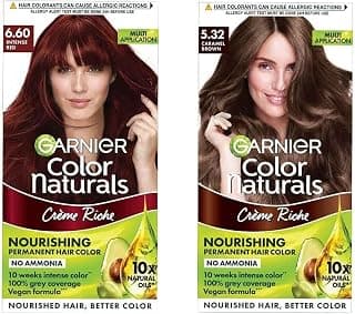 Garnier Color Naturals, Shade 5.32, Caramel Brown 70ml+60g and Garnier Color Naturals, Shade 6.60, Intense Red