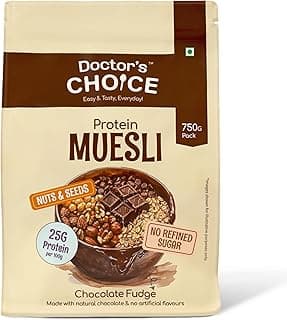 DC DOCTORS CHOICE High Protein Multigrain Muesli|25 Gm Protein|No Maida|No Palm Oil|Jaggery Sweetened Fiber-Rich|Preservative-Free|Healthy Crunchy Treat|750 Gram|Chocolate|1 Count