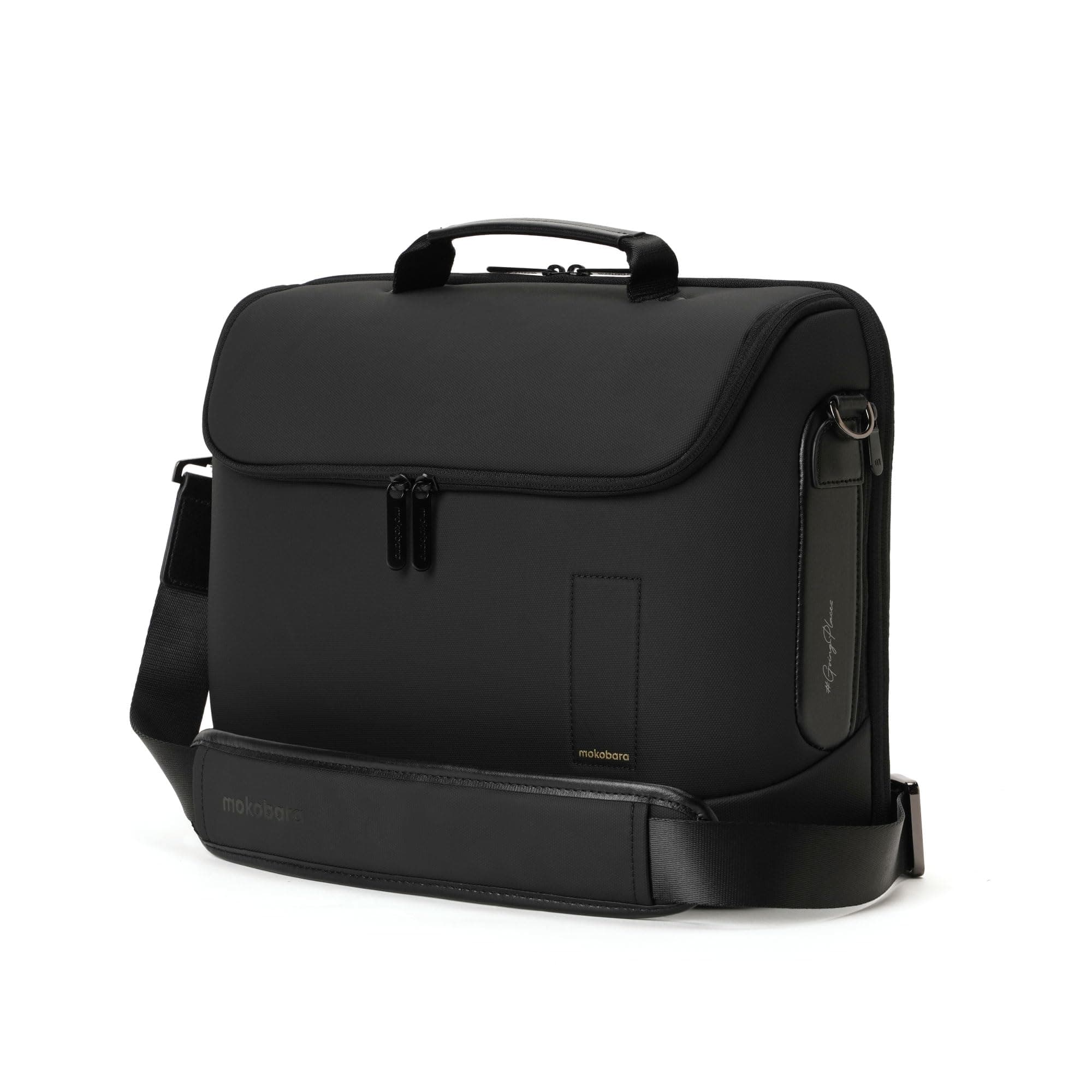 MOKOBARA Transit Briefcase-(15L),Water Resistant,Dedicated Tech Compartment for 15.6" Laptop,Front Bucket Compartment,Luggage Sleeve,Adjustable Shoulder Strap