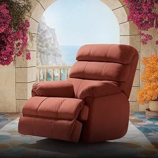 Duroflex Avalon Posture Pro Single Seater Leatherette Motorized Rocking & Rotating Recliner | 3 Year Warranty | Pocket Spring Support | 2 Zone Backrest | 270⁰ Rotation - Tan