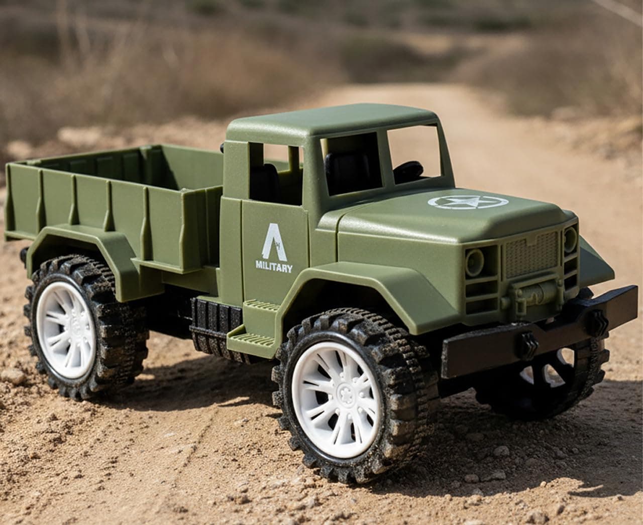 Military Truck Toy for Kids | Army Cargo Vehicle Friction Powered Push and Go Transport Carrier | Big Wheel Off Road Adventure Play Toys for Boys