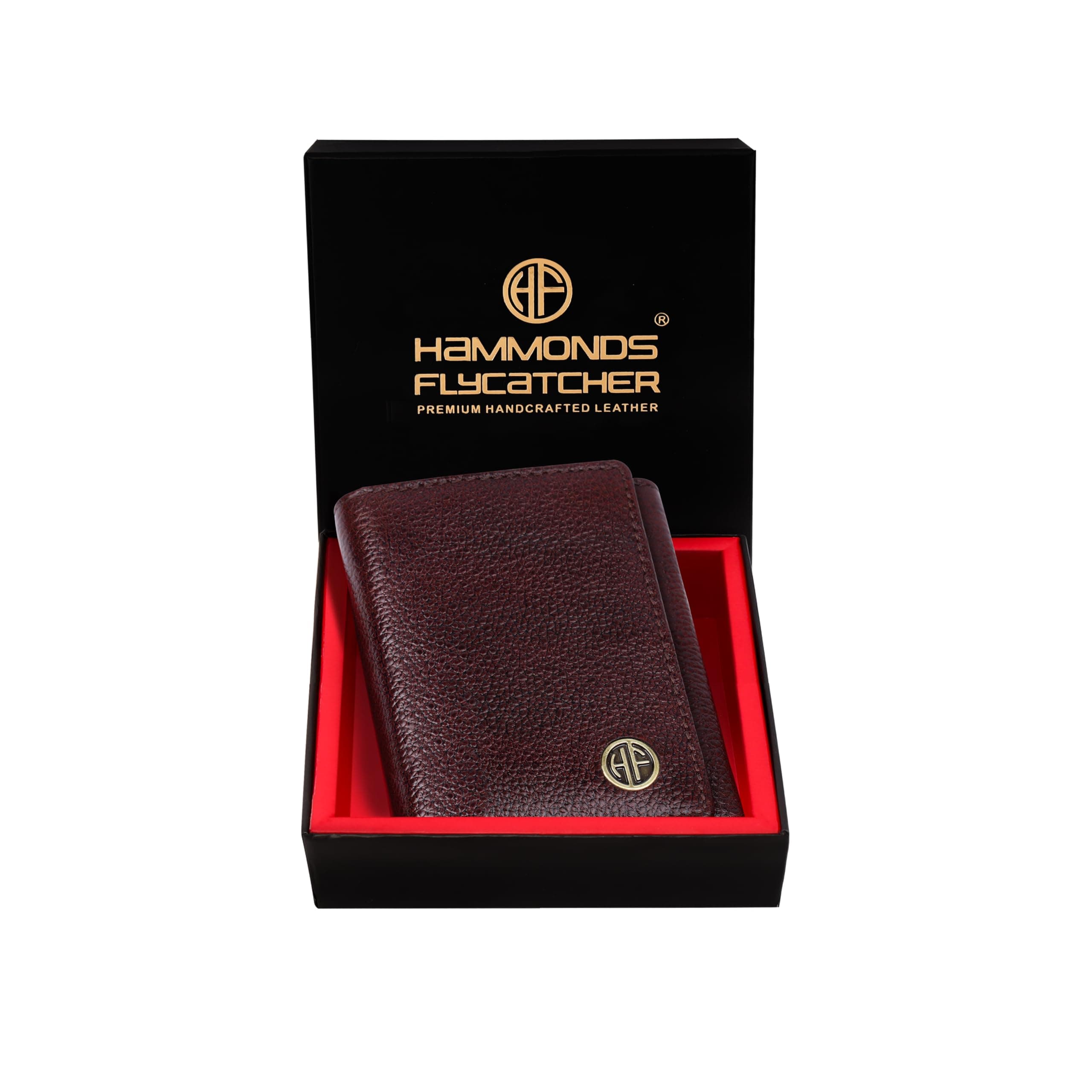 HAMMONDS FLYCATCHER Brown Wallets for Man - Trifold Genuine Leather Men Wallet with RFID Protection, 5 Card Slots, 2 ID Windows, Currency Slots, Snap Button Closure, Gift Box Included, Gift for Men