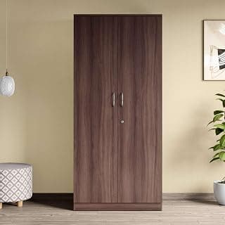 Interio by Godrej Wardrobe EWA 2-Door Engineered Wood Wardrobe for Clothes (Brown), 1-Year Warranty, 2 Shelves, 1 Drawer
