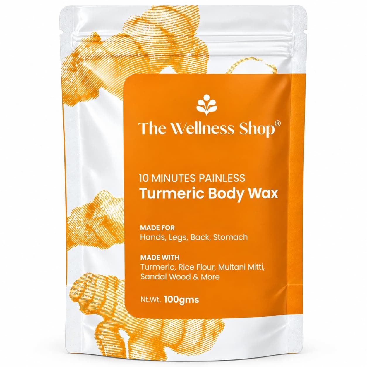 The Wellness Shop Turmeric Full Body Wax Powder (100g)– 10 Min Painless Herbal Hair Removal for Women & Men | Natural & Gentle Wax for Arms, Legs, Underarms, Skin Brightening Formula at Home