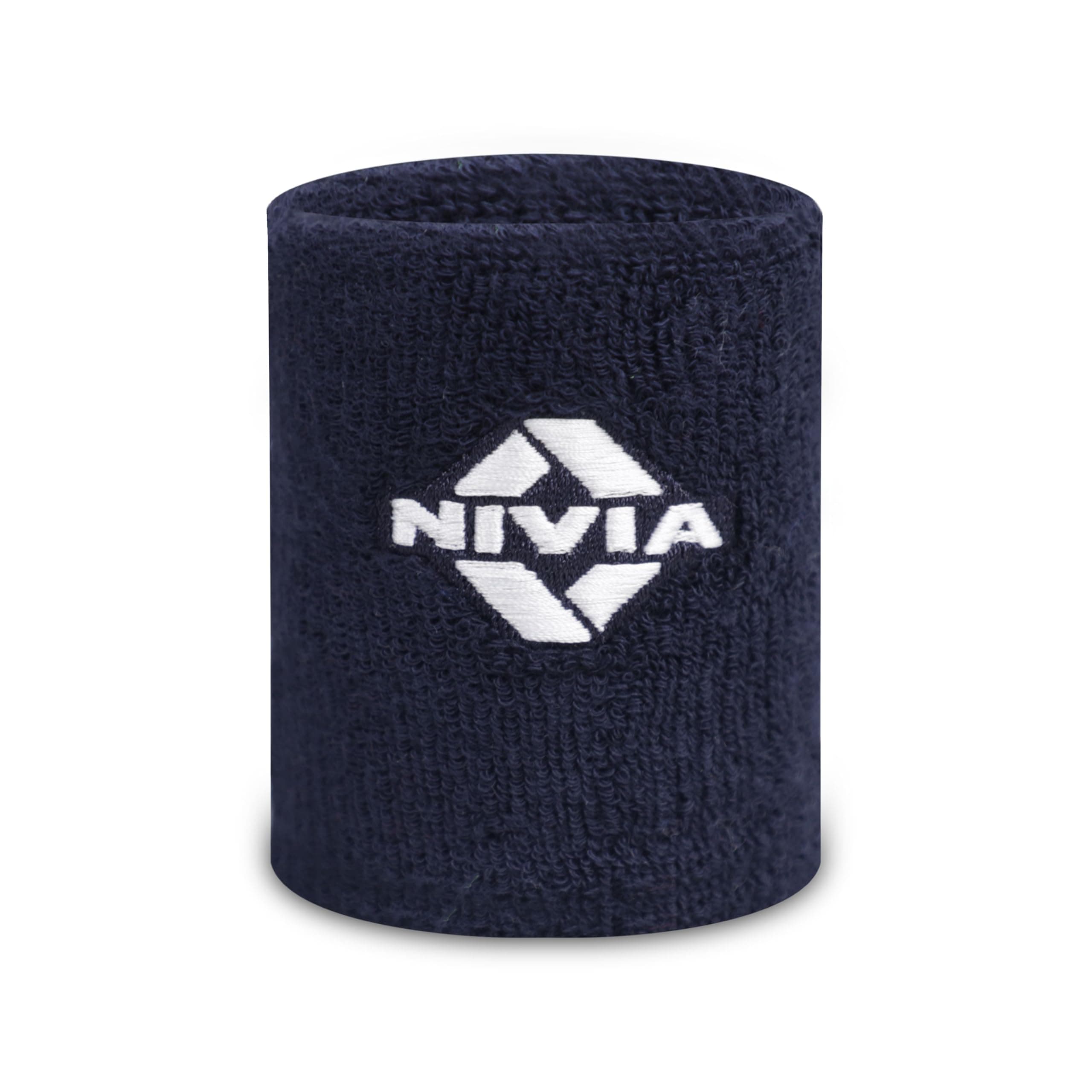 Nivia Sweatband for Men & Women, Wristbands for Tennis, Basketball, Running, Sweat Band for Gym & Athletes (Small, Navy)