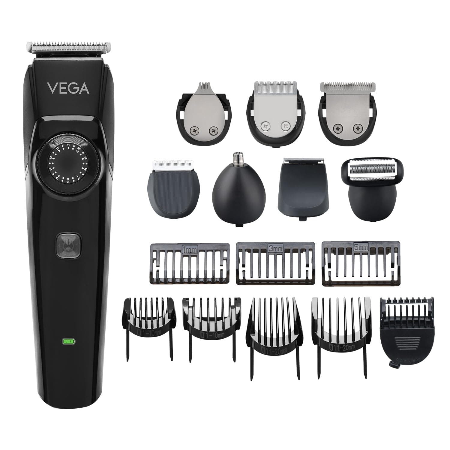 Vega OG 15 in 1 Trimmer for Men | Men Beard |All Rounder Grooming Set with 3 Hrs Non-Stop Runtime | for Body, Man- Face, Nose & Private Parts | USB Type C, 2 Year Warranty, (VHTH-37)