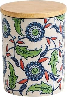 Chumbak 650 ml Stoneware Storage Jar Set, Handcrafted Airtight Kitchen Containers for Sugar, Tea, Coffee, Spices & Snacks, Multicolor Ceramic Jars for Home & Dining Décor