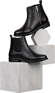 Generic Men's Black Chelsea Ankle Boots with Side Zipper, Casual and Formal Wear, Stylish Leather Look