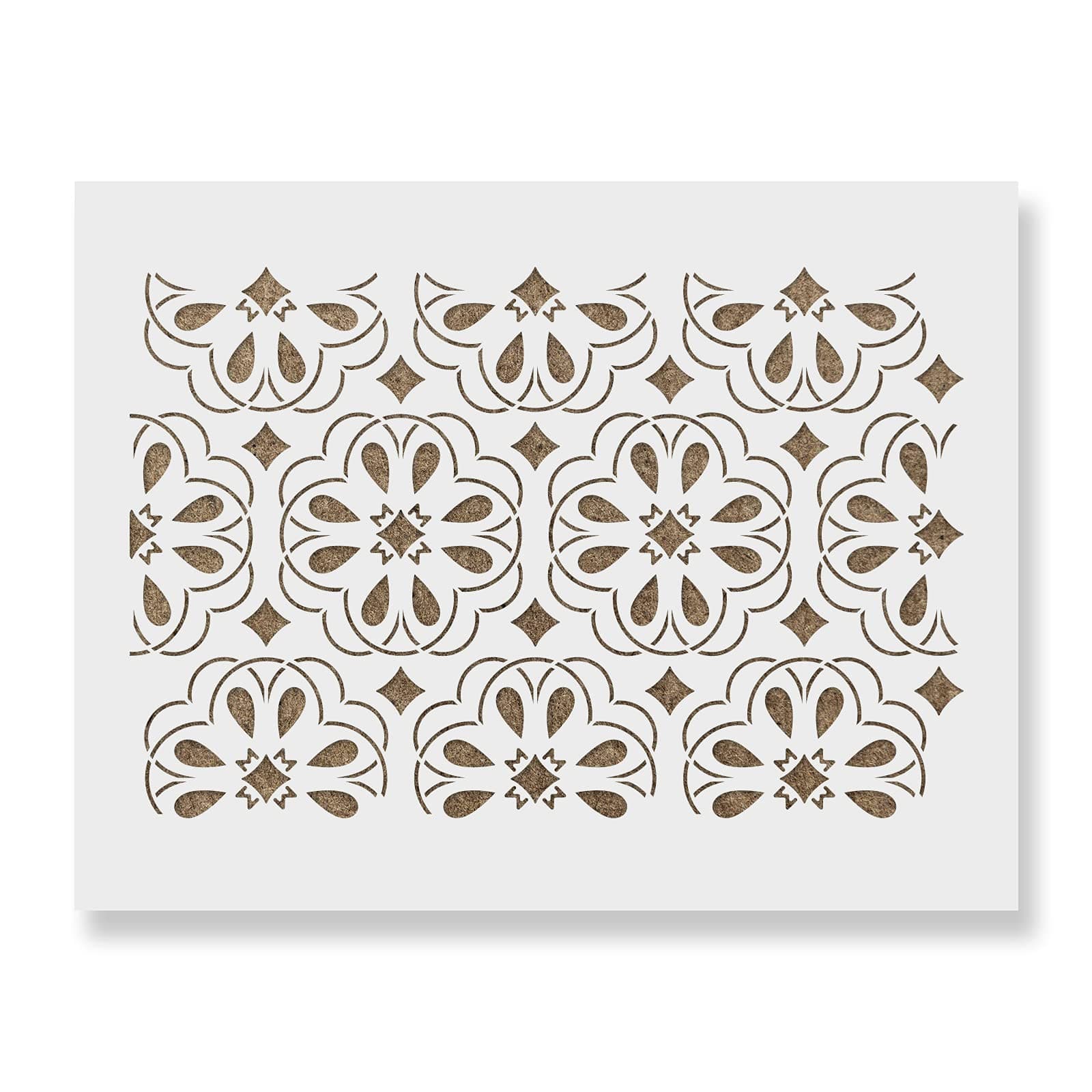 Zydeco Hibiscus Pattern Wall Stencil - DIY Wallpaper Alternative - Easily Brighten Up Your Home with This Reusable Wall Pattern Stencil