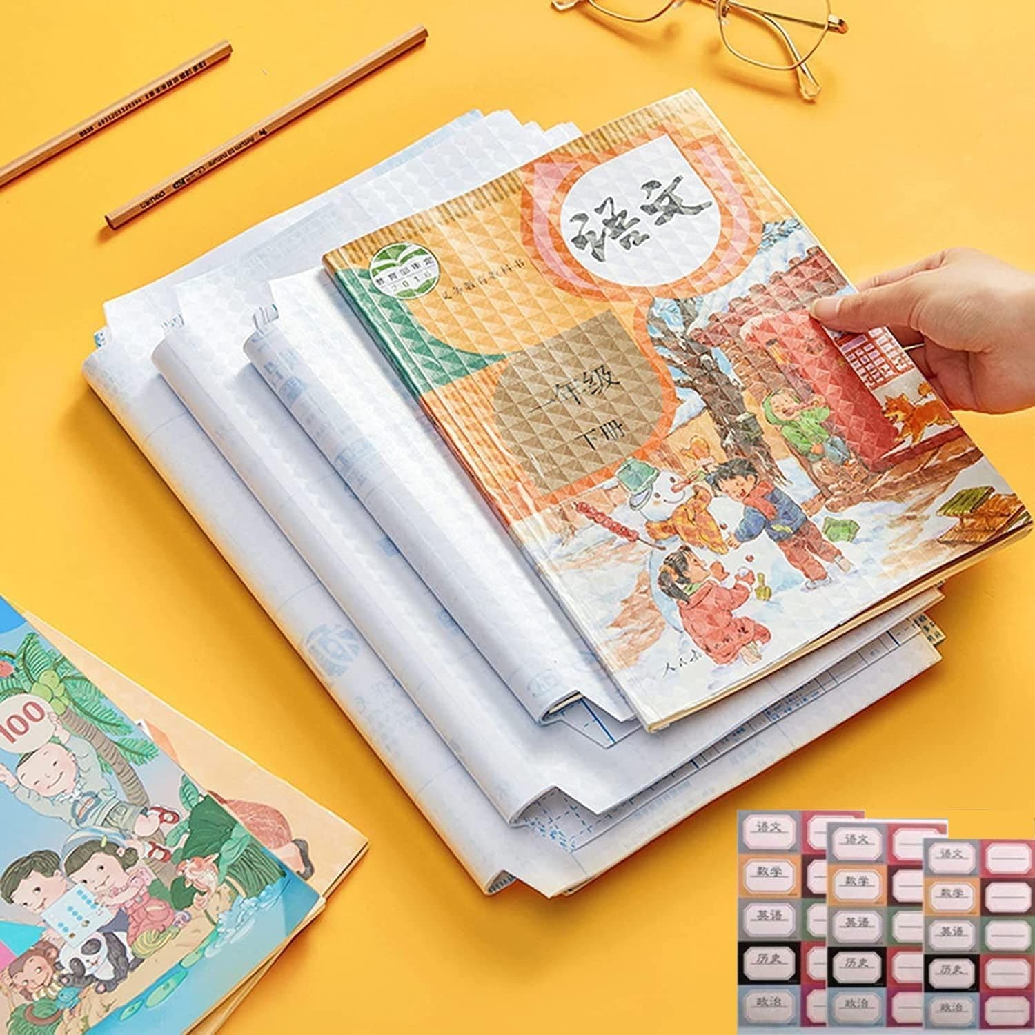 Eclet 30 Pcs (10 Each of 3 Different Sizes) | Waterproof Book Binding Cover Sheets for School Textbooks, Notebooks & Office Files Cut Self-Adhesive Book Cover Paper Sticker