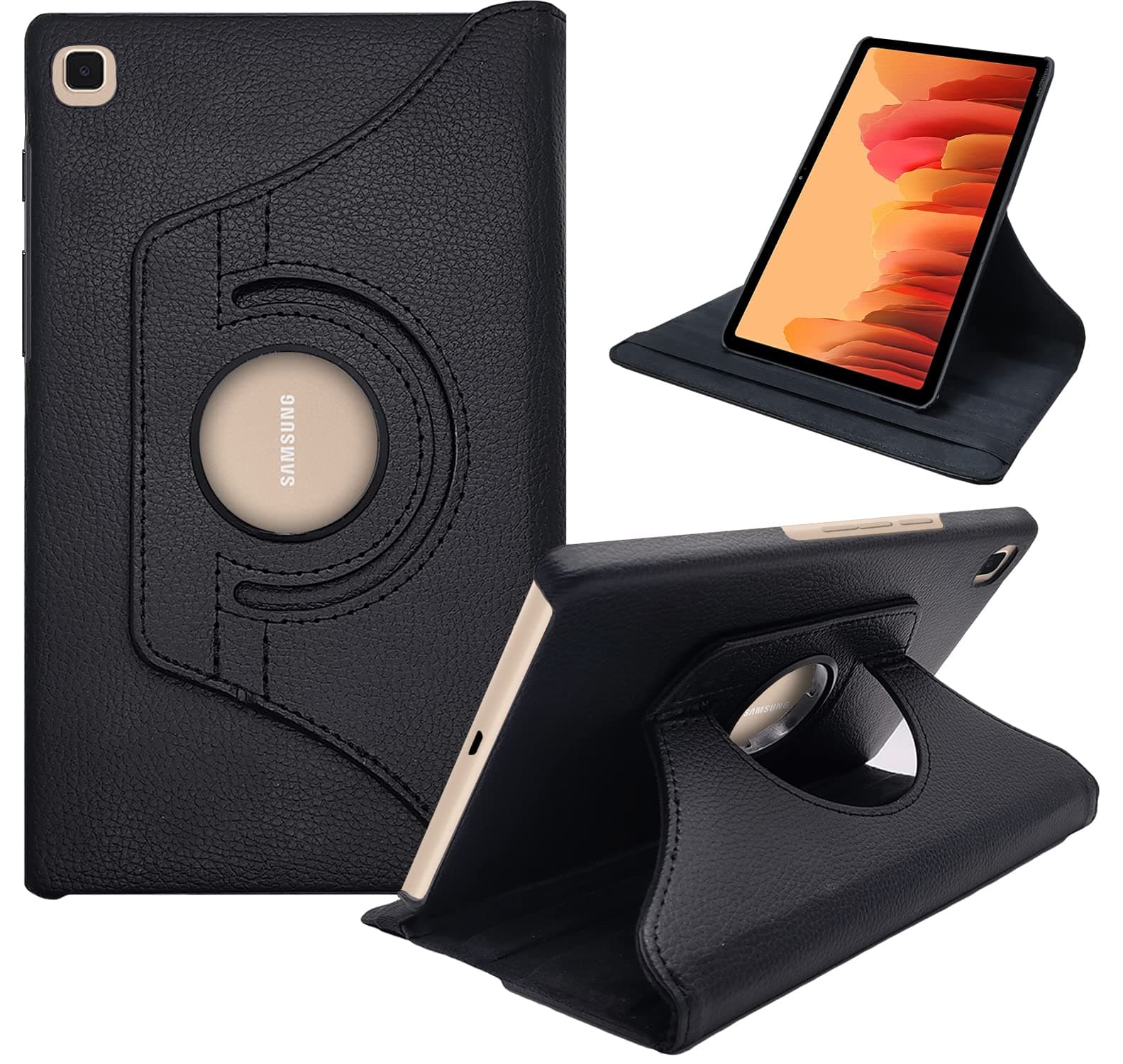 CEDO Samsung Tab A7 (10.4 inch) Flip Cover | Leather Finish | 360 Degree Rotate Back Cover | Shockproof Back Cover Case for Samsung Galaxy Tab A7 (10.4 inch) (2020) SM-T500 / T505 (Black)