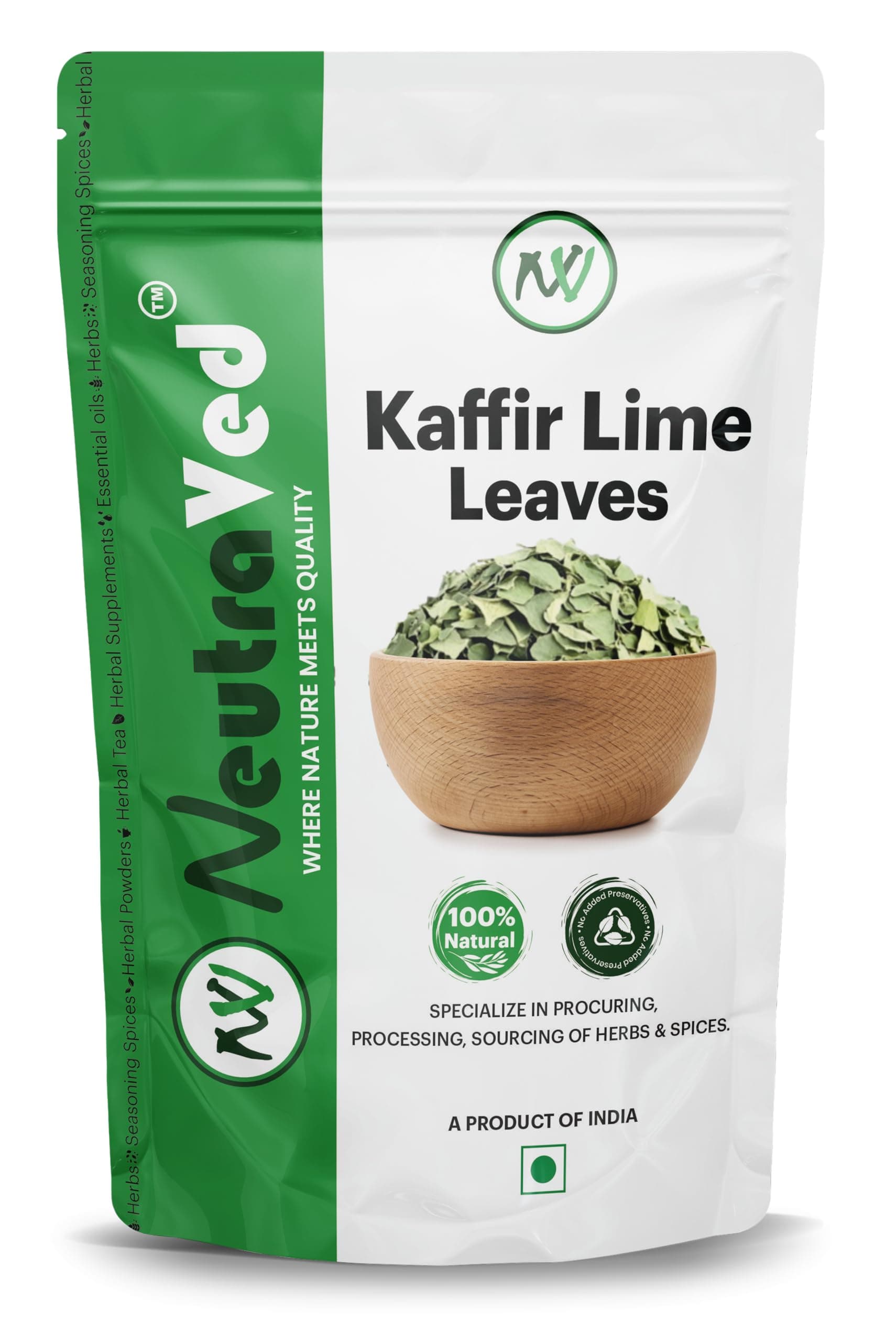 NeutraVed Kaffir Lime Leaves Dried Citrus Flavour Cooking, for Southasian Dishes, Thai Food Makrut Green Tea (20 g)