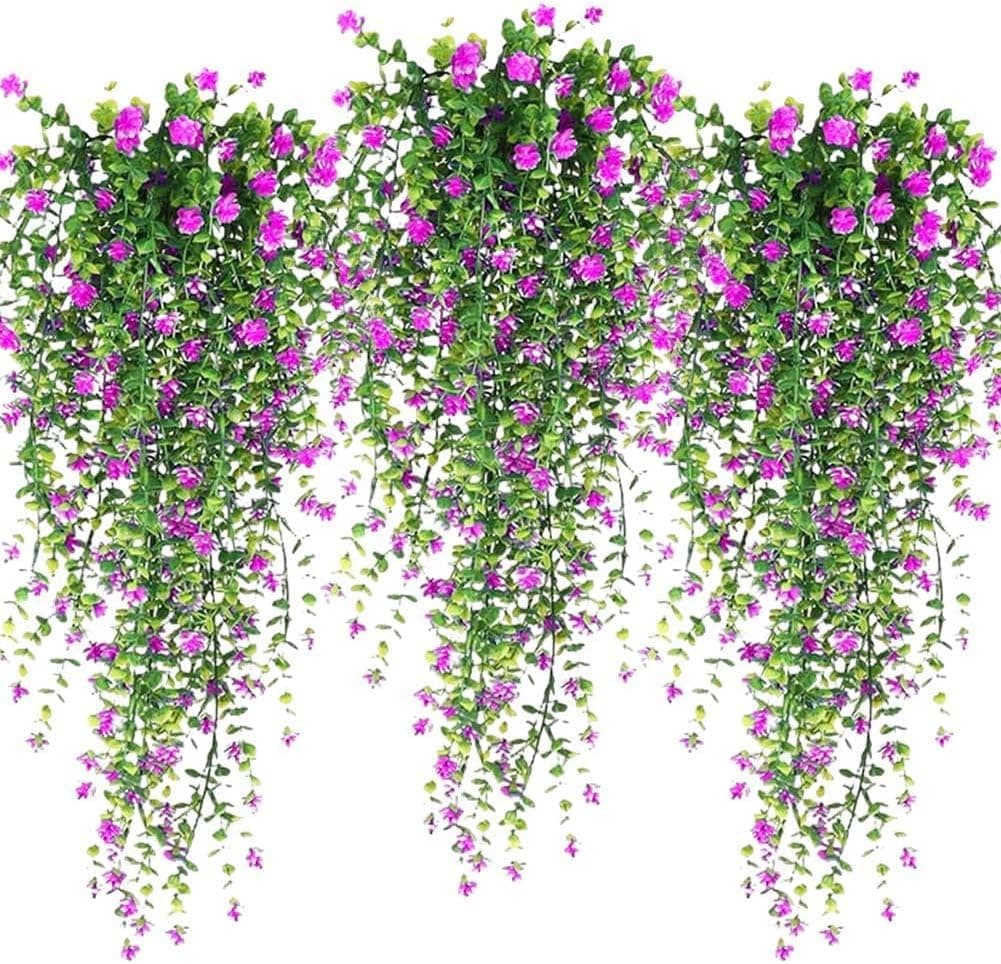 WYTE ORIGIN Artificial Hanging Plants Fern Vine - Fake Ivy Leaves Decoration for Indoors & Outdoors, Faux Foliage Greenery Decor for Living Room, Balcony, Garden, Bedroom -1Pcs (Pink)