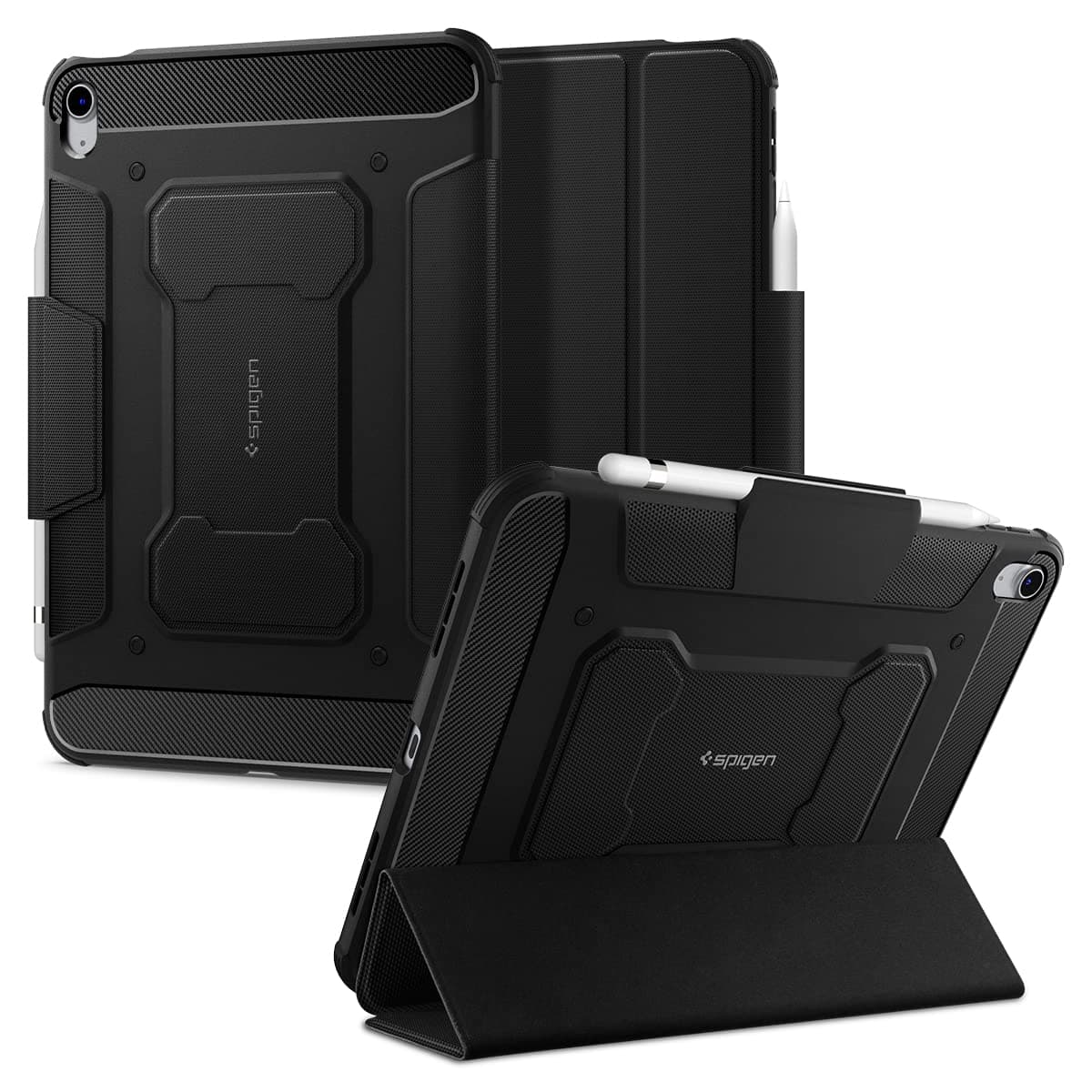 Spigen Flip case for iPad 11th Gen (2025), iPad A16 11 inch, 10th Gen (2022), 10.9 inch, Trifold, Built in Pencil Holder, Full Cover(Rugged Armor Pro) - Black | 2025