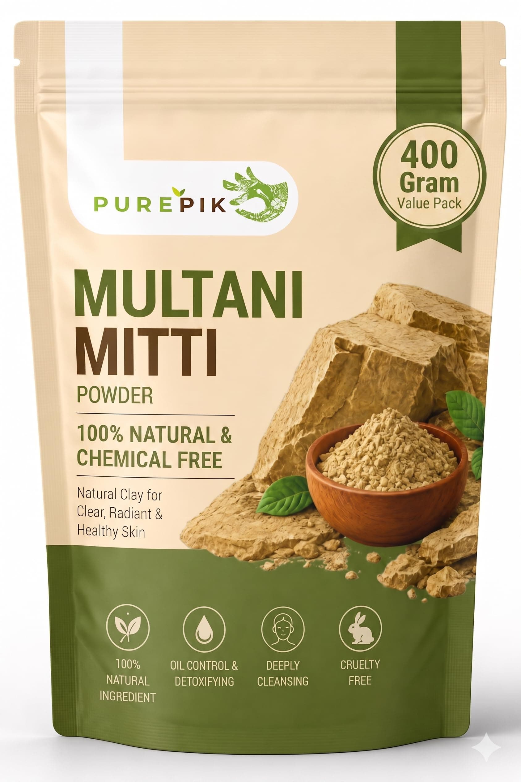 Pure Pik Organic Multani Mitti Powder For Face 400g
